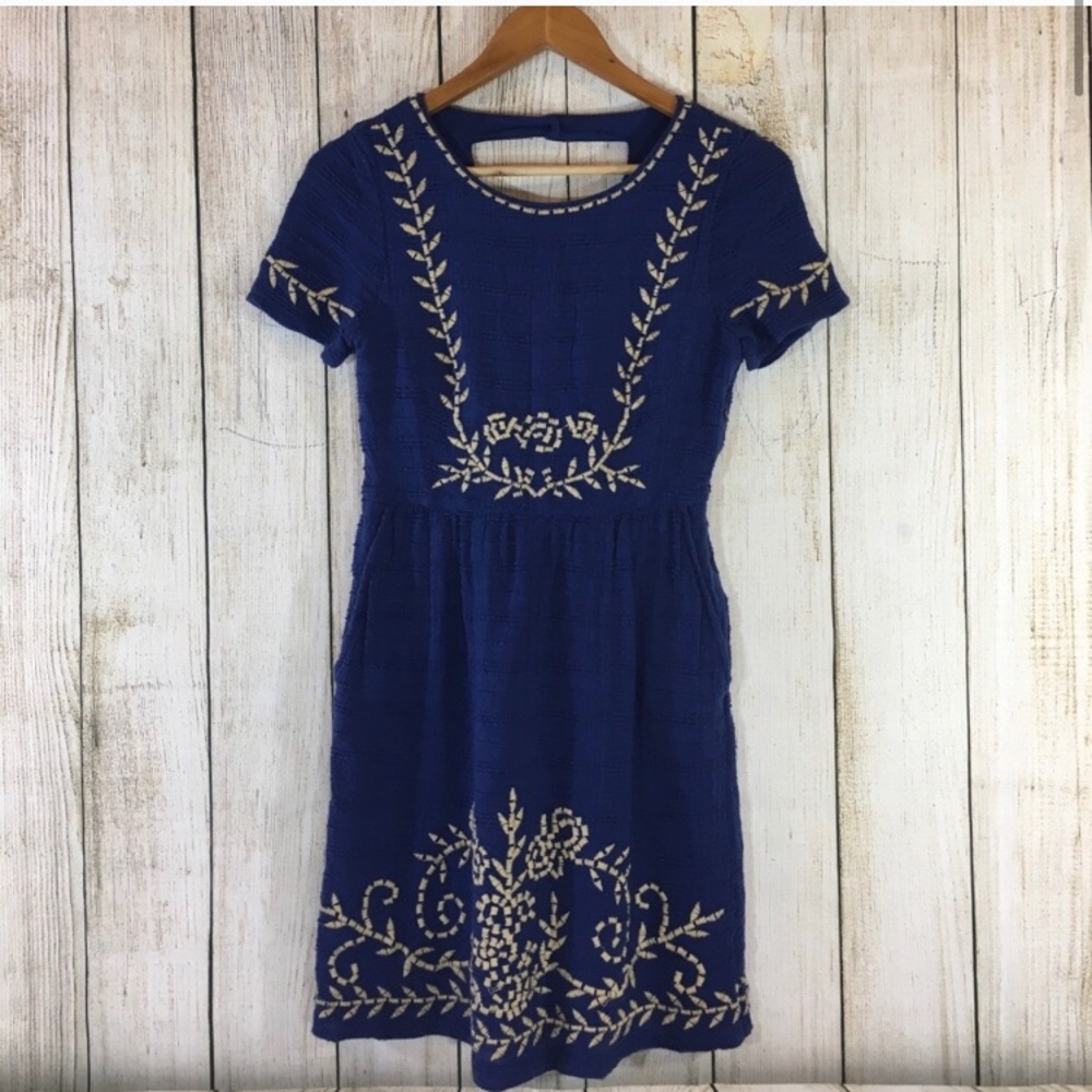 Lucky Brand blue embroidered dress